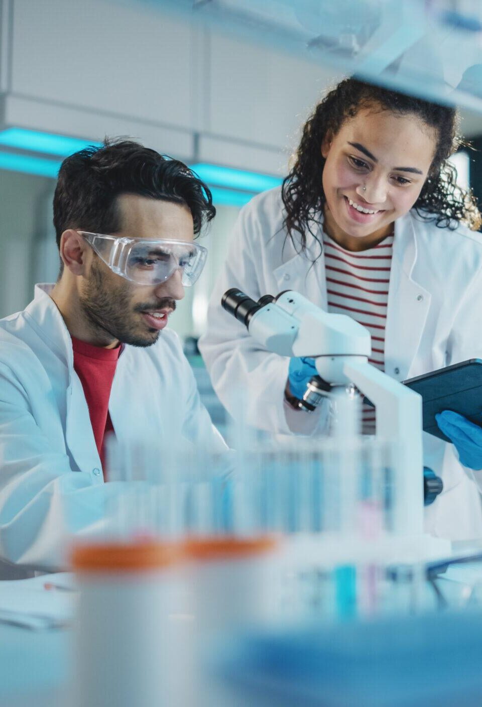Modern Medical Research Laboratory: Portrait of Latin and Black